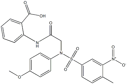 2-({[({3-nitro-4-methylphenyl}sulfonyl)-4-methoxyanilino]acetyl}amino)benzoic acid Struktur