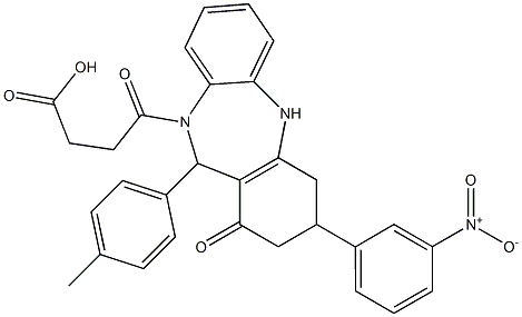 4-[3-{3-nitrophenyl}-11-(4-methylphenyl)-1-oxo-1,2,3,4,5,11-hexahydro-10H-dibenzo[b,e][1,4]diazepin-10-yl]-4-oxobutanoic acid Structure