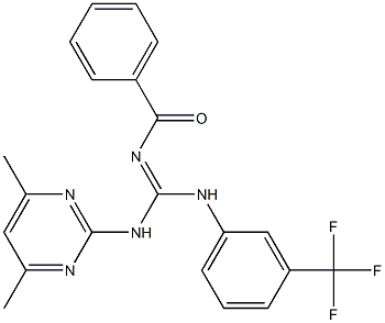 N''-benzoyl-N-(4,6-dimethyl-2-pyrimidinyl)-N'-[3-(trifluoromethyl)phenyl]guanidine Structure