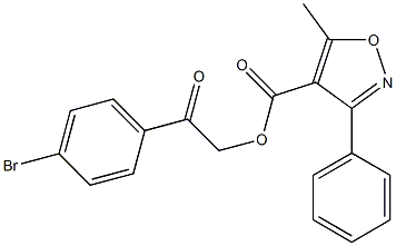 2-(4-bromophenyl)-2-oxoethyl 5-methyl-3-phenyl-4-isoxazolecarboxylate 化学構造式