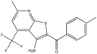 [3-amino-6-methyl-4-(trifluoromethyl)thieno[2,3-b]pyridin-2-yl](4-methylphenyl)methanone Struktur