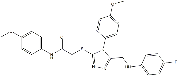 2-{[5-[(4-fluoroanilino)methyl]-4-(4-methoxyphenyl)-4H-1,2,4-triazol-3-yl]sulfanyl}-N-(4-methoxyphenyl)acetamide 结构式