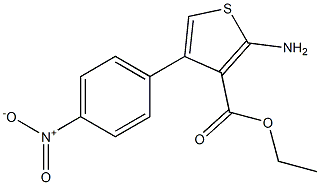 ethyl 2-amino-4-{4-nitrophenyl}-3-thiophenecarboxylate 化学構造式