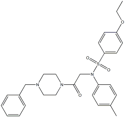 N-[2-(4-benzyl-1-piperazinyl)-2-oxoethyl]-4-ethoxy-N-(4-methylphenyl)benzenesulfonamide Struktur
