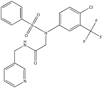 2-[4-chloro(phenylsulfonyl)-3-(trifluoromethyl)anilino]-N-(3-pyridinylmethyl)acetamide,,结构式