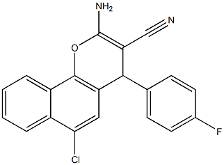 2-amino-6-chloro-4-(4-fluorophenyl)-4H-benzo[h]chromene-3-carbonitrile,,结构式