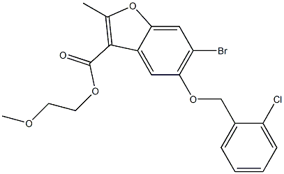 2-methoxyethyl 6-bromo-5-[(2-chlorobenzyl)oxy]-2-methyl-1-benzofuran-3-carboxylate Structure