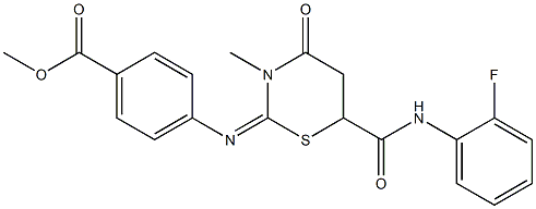 methyl 4-({6-[(2-fluoroanilino)carbonyl]-3-methyl-4-oxo-1,3-thiazinan-2-ylidene}amino)benzoate,,结构式