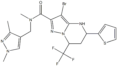 3-bromo-N-[(1,3-dimethyl-1H-pyrazol-4-yl)methyl]-N-methyl-5-(2-thienyl)-7-(trifluoromethyl)-4,5,6,7-tetrahydropyrazolo[1,5-a]pyrimidine-2-carboxamide Structure