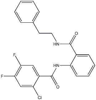 2-chloro-4,5-difluoro-N-(2-{[(2-phenylethyl)amino]carbonyl}phenyl)benzamide,,结构式