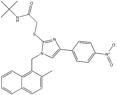 N-(tert-butyl)-2-({4-{4-nitrophenyl}-1-[(2-methyl-1-naphthyl)methyl]-1H-imidazol-2-yl}sulfanyl)acetamide 结构式