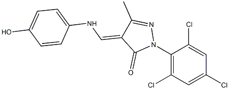 4-[(4-hydroxyanilino)methylene]-5-methyl-2-(2,4,6-trichlorophenyl)-2,4-dihydro-3H-pyrazol-3-one 化学構造式