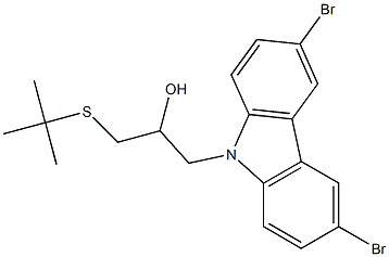 1-(tert-butylsulfanyl)-3-(3,6-dibromo-9H-carbazol-9-yl)-2-propanol,,结构式