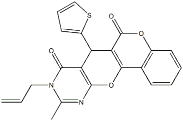 9-allyl-10-methyl-7-(2-thienyl)-7,9-dihydro-6H,8H-chromeno[3',4':5,6]pyrano[2,3-d]pyrimidine-6,8-dione