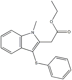 ethyl [1-methyl-3-(phenylsulfanyl)-1H-indol-2-yl]acetate 结构式