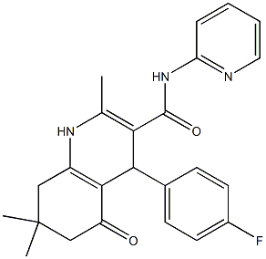 4-(4-fluorophenyl)-2,7,7-trimethyl-5-oxo-N-(2-pyridinyl)-1,4,5,6,7,8-hexahydro-3-quinolinecarboxamide 结构式