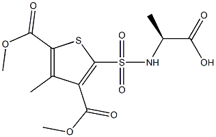 N-{[3,5-bis(methoxycarbonyl)-4-methyl-2-thienyl]sulfonyl}alanine Struktur
