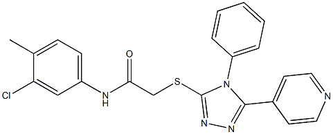 N-(3-chloro-4-methylphenyl)-2-{[4-phenyl-5-(4-pyridinyl)-4H-1,2,4-triazol-3-yl]sulfanyl}acetamide 化学構造式