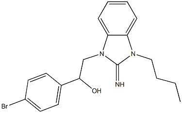 1-(4-bromophenyl)-2-(3-butyl-2-imino-2,3-dihydro-1H-benzimidazol-1-yl)ethanol 化学構造式