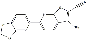 3-amino-6-(1,3-benzodioxol-5-yl)thieno[2,3-b]pyridine-2-carbonitrile 结构式