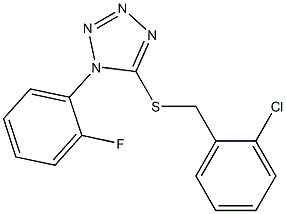 2-chlorobenzyl 1-(2-fluorophenyl)-1H-tetraazol-5-yl sulfide,,结构式