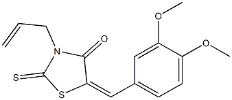 3-allyl-5-(3,4-dimethoxybenzylidene)-2-thioxo-1,3-thiazolidin-4-one 化学構造式