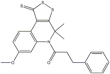 7-methoxy-4,4-dimethyl-5-(3-phenylpropanoyl)-4,5-dihydro-1H-[1,2]dithiolo[3,4-c]quinoline-1-thione 化学構造式