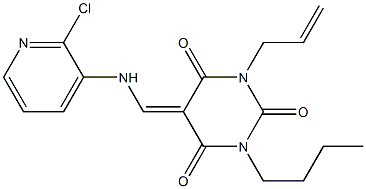 1-allyl-3-butyl-5-{[(2-chloro-3-pyridinyl)amino]methylene}-2,4,6(1H,3H,5H)-pyrimidinetrione Structure