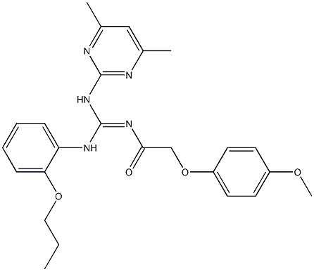 N-(4,6-dimethyl-2-pyrimidinyl)-N''-[(4-methoxyphenoxy)acetyl]-N'-(2-propoxyphenyl)guanidine,,结构式