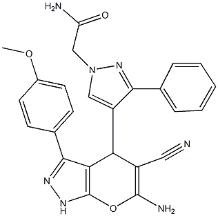 2-{4-[6-amino-5-cyano-3-(4-methoxyphenyl)-1,4-dihydropyrano[2,3-c]pyrazol-4-yl]-3-phenyl-1H-pyrazol-1-yl}acetamide
