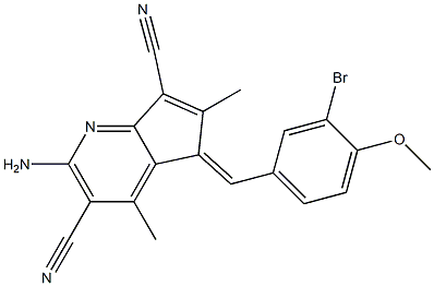 2-amino-5-(3-bromo-4-methoxybenzylidene)-4,6-dimethyl-5H-cyclopenta[b]pyridine-3,7-dicarbonitrile 结构式