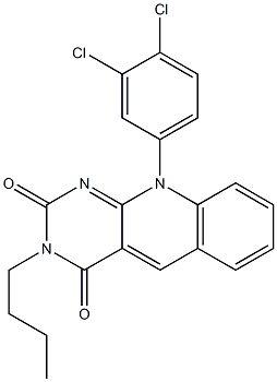 3-butyl-10-(3,4-dichlorophenyl)pyrimido[4,5-b]quinoline-2,4(3H,10H)-dione Struktur