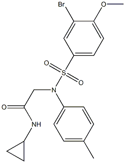 2-{[(3-bromo-4-methoxyphenyl)sulfonyl]-4-methylanilino}-N-cyclopropylacetamide 化学構造式