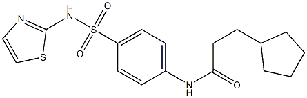 3-cyclopentyl-N-{4-[(1,3-thiazol-2-ylamino)sulfonyl]phenyl}propanamide 结构式