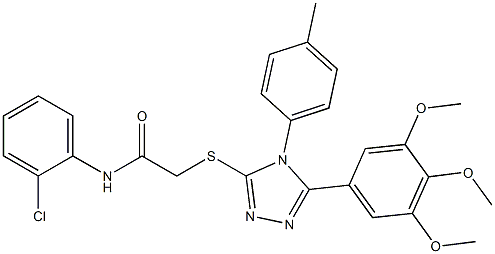 N-(2-chlorophenyl)-2-{[4-(4-methylphenyl)-5-(3,4,5-trimethoxyphenyl)-4H-1,2,4-triazol-3-yl]sulfanyl}acetamide Struktur