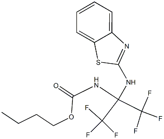 butyl 1-(1,3-benzothiazol-2-ylamino)-2,2,2-trifluoro-1-(trifluoromethyl)ethylcarbamate Struktur