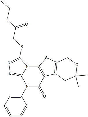  ethyl [(7,7-dimethyl-5-oxo-4-phenyl-4,5,6,9-tetrahydro-7H-pyrano[4',3':4,5]thieno[3,2-e][1,2,4]triazolo[4,3-a]pyrimidin-1-yl)sulfanyl]acetate