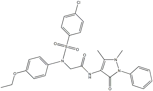 2-{[(4-chlorophenyl)sulfonyl]-4-ethoxyanilino}-N-(1,5-dimethyl-3-oxo-2-phenyl-2,3-dihydro-1H-pyrazol-4-yl)acetamide 结构式