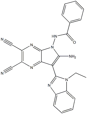 N-[6-amino-2,3-dicyano-7-(1-ethyl-1H-benzimidazol-2-yl)-5H-pyrrolo[2,3-b]pyrazin-5-yl]benzamide|