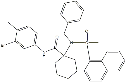 1-[benzyl(1-naphthylacetyl)amino]-N-(3-bromo-4-methylphenyl)cyclohexanecarboxamide,,结构式