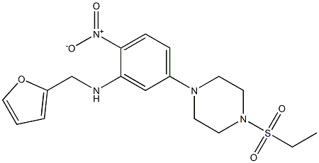 1-(ethylsulfonyl)-4-{3-[(2-furylmethyl)amino]-4-nitrophenyl}piperazine 结构式