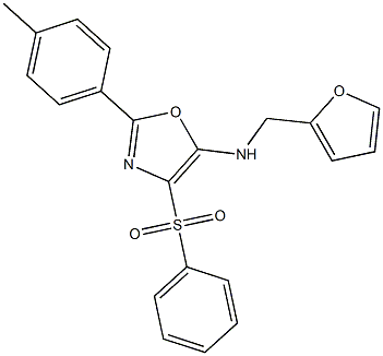 N-(2-furylmethyl)-2-(4-methylphenyl)-4-(phenylsulfonyl)-1,3-oxazol-5-amine Struktur