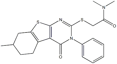 N,N-dimethyl-2-[(7-methyl-4-oxo-3-phenyl-3,4,5,6,7,8-hexahydro[1]benzothieno[2,3-d]pyrimidin-2-yl)sulfanyl]acetamide Structure