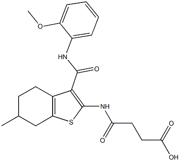 4-({3-[(2-methoxyanilino)carbonyl]-6-methyl-4,5,6,7-tetrahydro-1-benzothien-2-yl}amino)-4-oxobutanoic acid Struktur