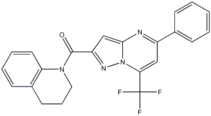 1-{[5-phenyl-7-(trifluoromethyl)pyrazolo[1,5-a]pyrimidin-2-yl]carbonyl}-1,2,3,4-tetrahydroquinoline Struktur