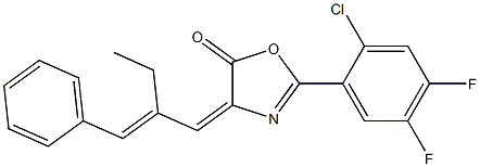 2-(2-chloro-4,5-difluorophenyl)-4-(2-ethyl-3-phenyl-2-propenylidene)-1,3-oxazol-5(4H)-one 化学構造式