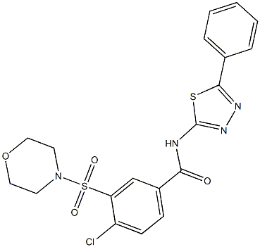 4-chloro-3-(4-morpholinylsulfonyl)-N-(5-phenyl-1,3,4-thiadiazol-2-yl)benzamide,,结构式