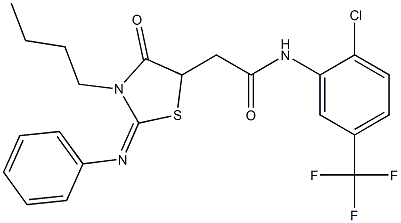 2-[3-butyl-4-oxo-2-(phenylimino)-1,3-thiazolidin-5-yl]-N-[2-chloro-5-(trifluoromethyl)phenyl]acetamide Structure