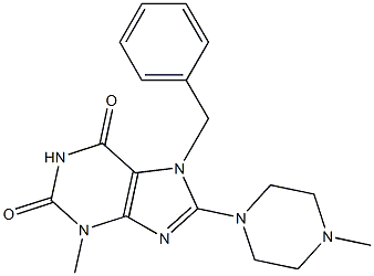 7-benzyl-3-methyl-8-(4-methyl-1-piperazinyl)-3,7-dihydro-1H-purine-2,6-dione Struktur