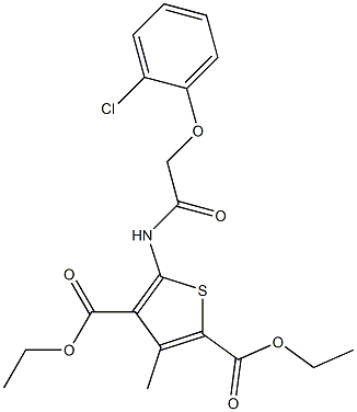 diethyl 5-{[(2-chlorophenoxy)acetyl]amino}-3-methyl-2,4-thiophenedicarboxylate,,结构式